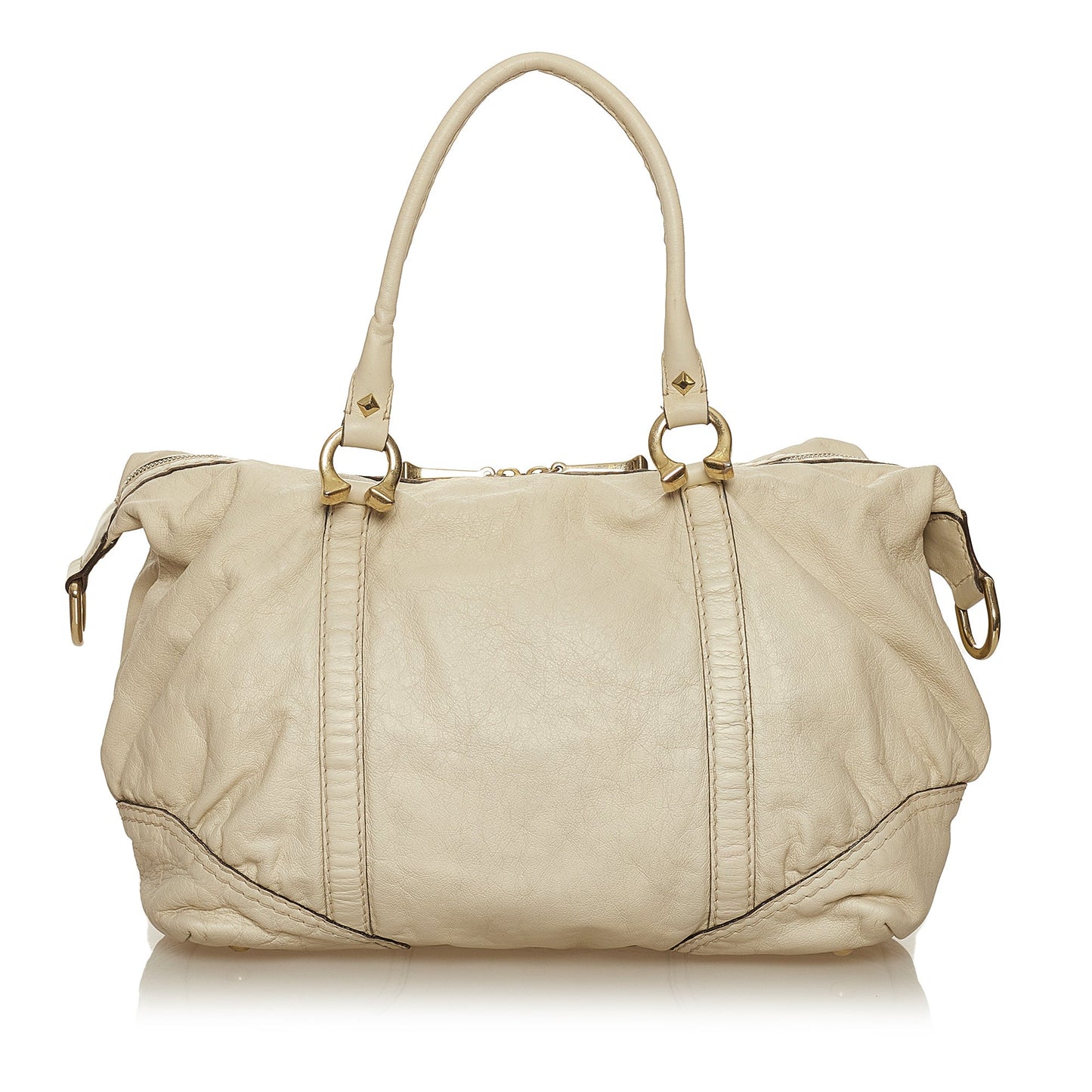 Horsebit Nail Leather Boston Bag