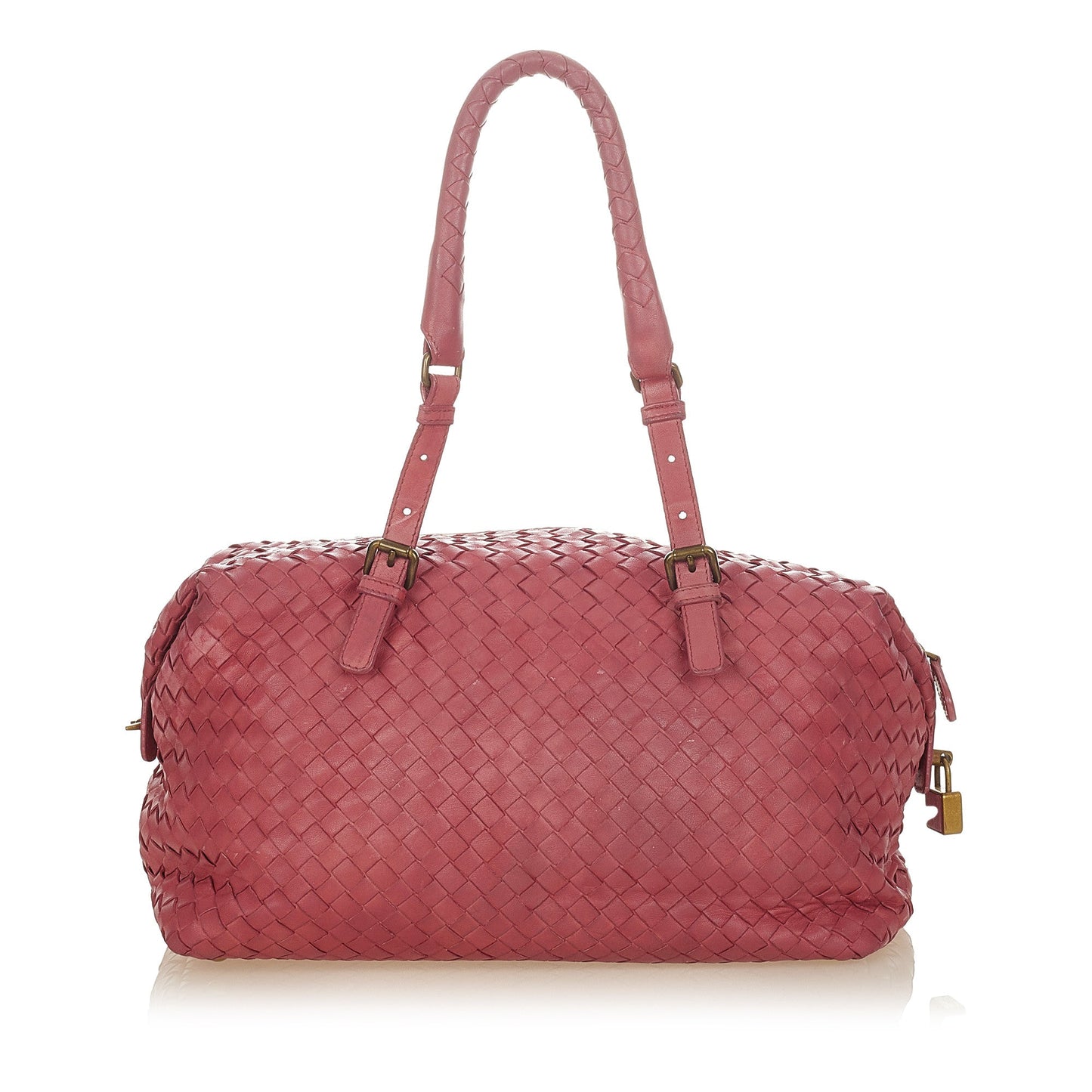 Intrecciato Leather Boston Bag