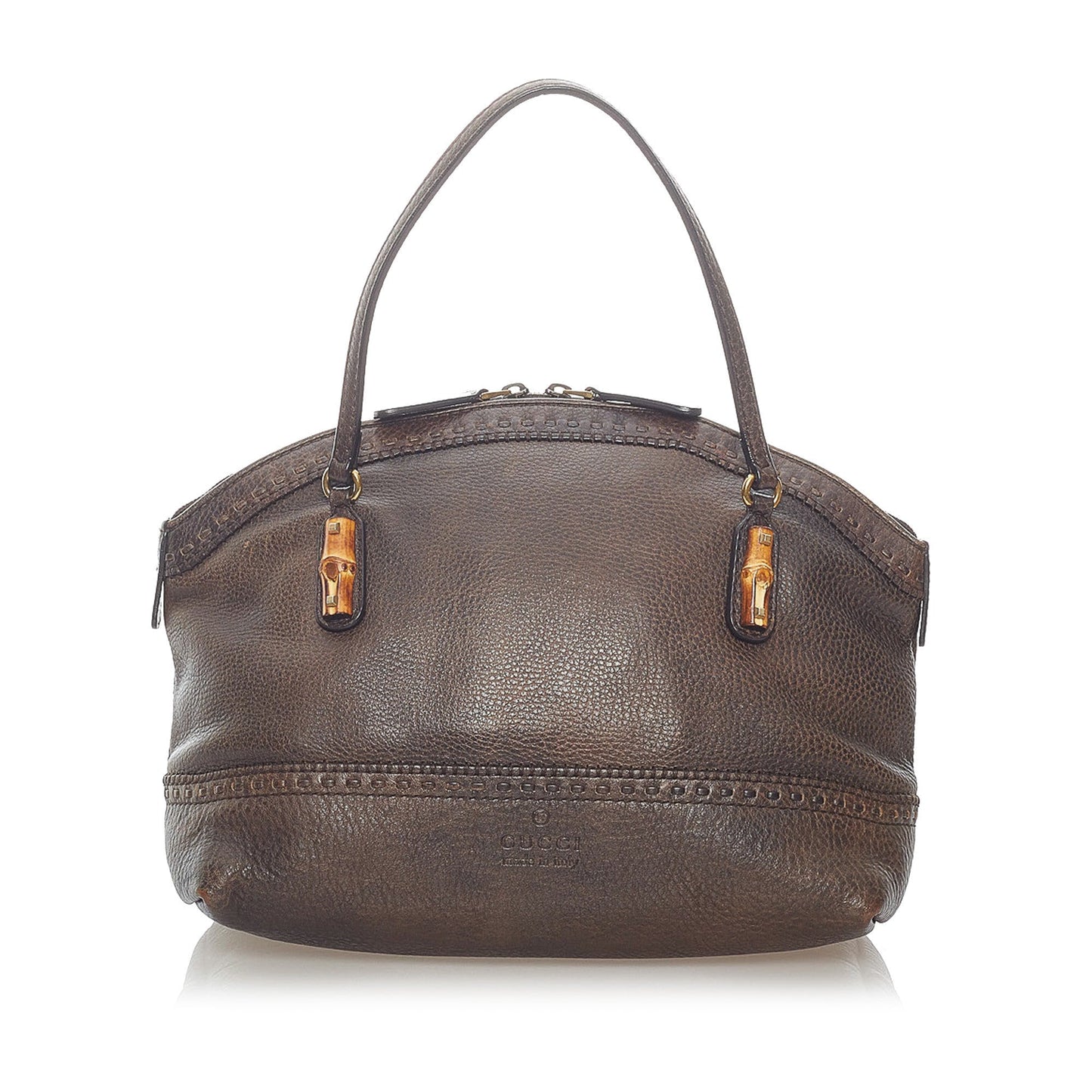 Bamboo Crafty Leather Handbag