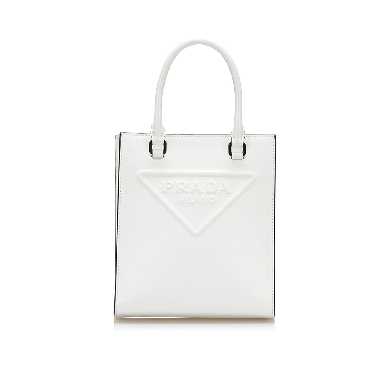 Enameled Triangle Leather Handbag