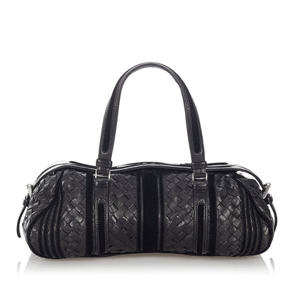Intrecciato Leather Boston Bag