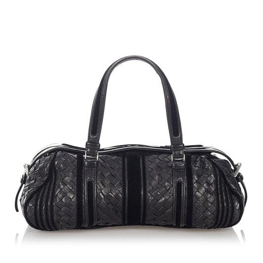 Intrecciato Leather Boston Bag