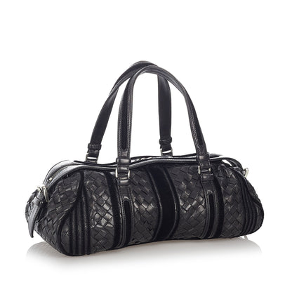 Intrecciato Leather Boston Bag