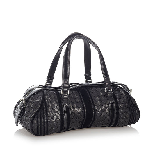Intrecciato Leather Boston Bag