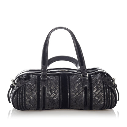 Intrecciato Leather Boston Bag