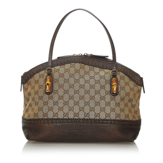 GG Canvas Bamboo Crafty Handbag
