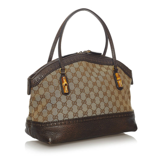 GG Canvas Bamboo Crafty Handbag