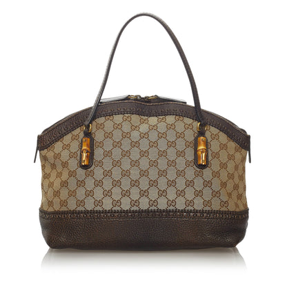 GG Canvas Bamboo Crafty Handbag