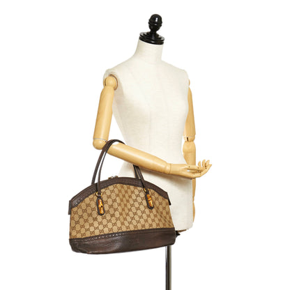 GG Canvas Bamboo Crafty Handbag