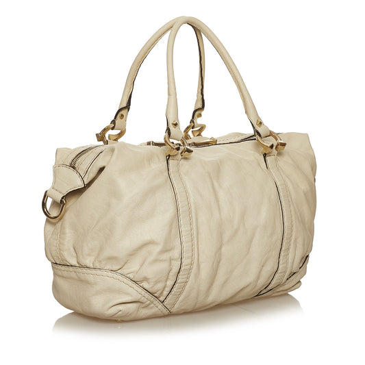 Horsebit Nail Leather Boston Bag