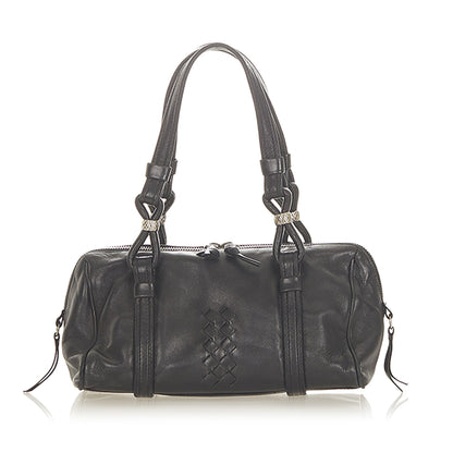 Intrecciato Leather Boston Bag