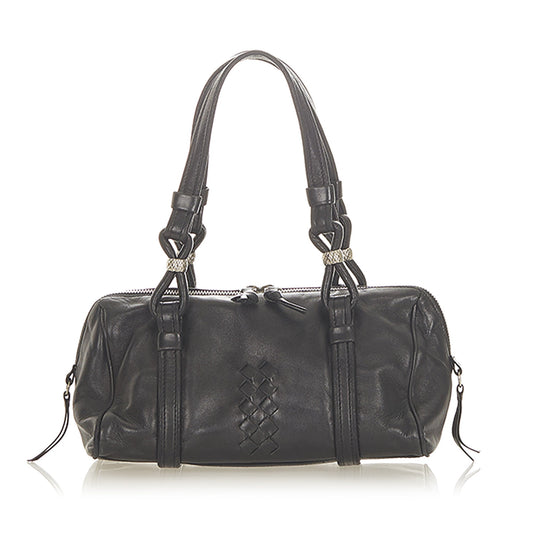 Intrecciato Leather Boston Bag