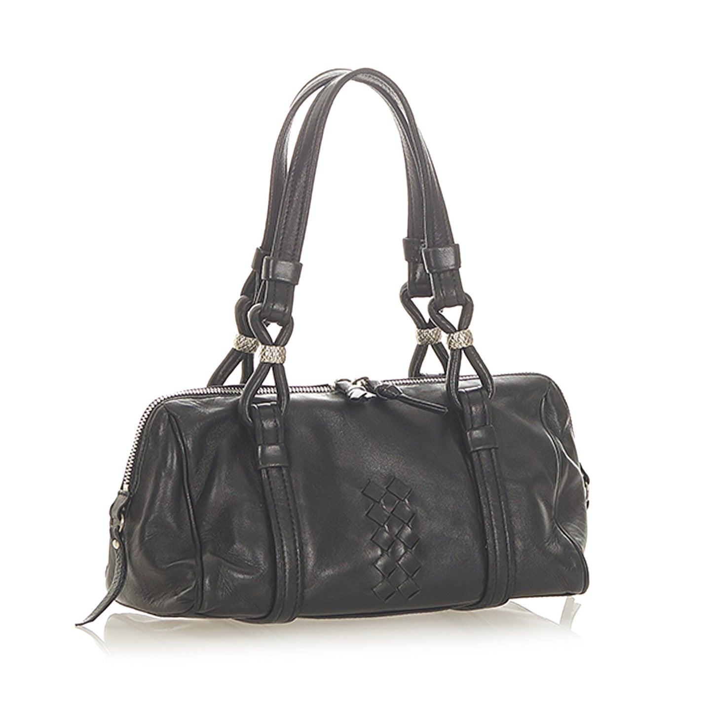 Intrecciato Leather Boston Bag