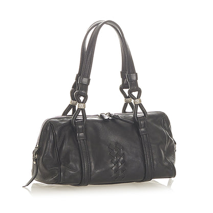 Intrecciato Leather Boston Bag