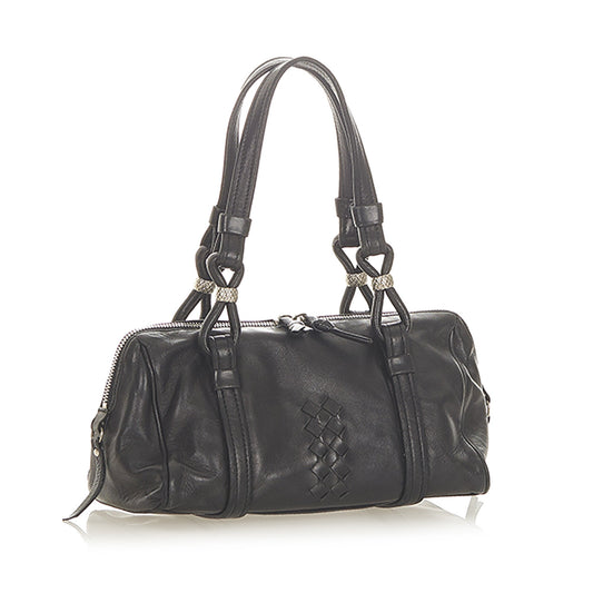 Intrecciato Leather Boston Bag