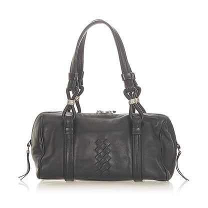 Intrecciato Leather Boston Bag