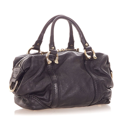Horsebit Nail Leather Boston Bag