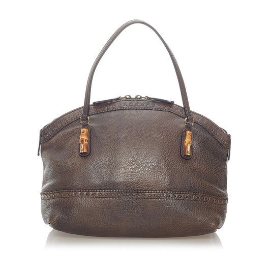Bamboo Crafty Leather Handbag