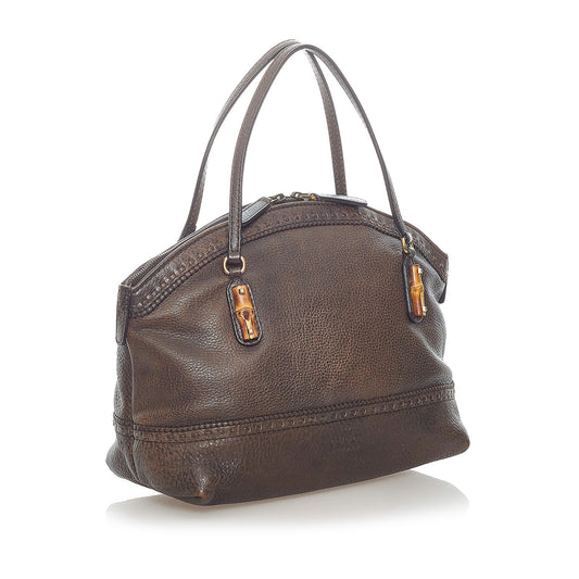 Bamboo Crafty Leather Handbag