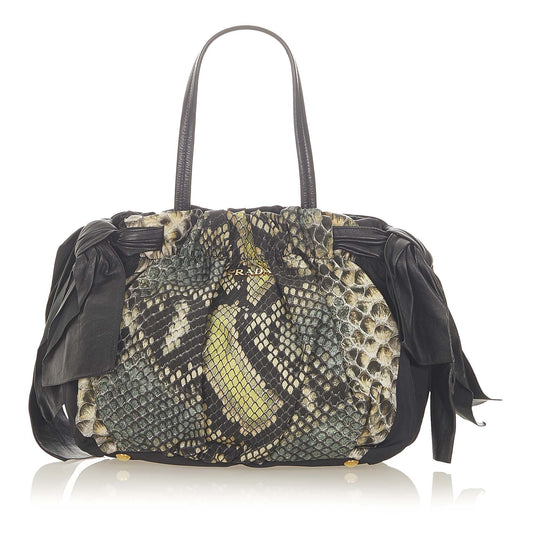 Python Print Bow Tessuto Handbag