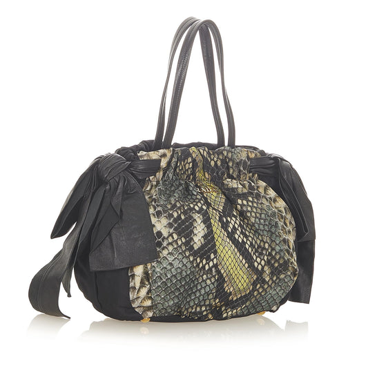 Python Print Bow Tessuto Handbag