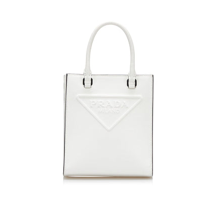 Enameled Triangle Leather Handbag