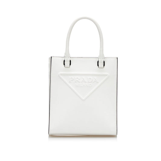 Enameled Triangle Leather Handbag