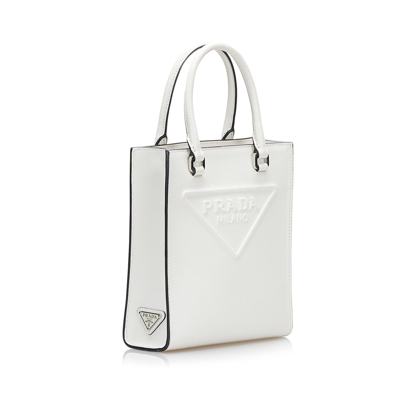 Enameled Triangle Leather Handbag