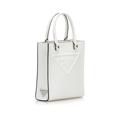 Enameled Triangle Leather Handbag