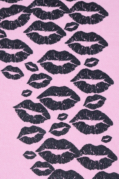 BLACK LIPSTICK FRIENDS- EMBROIDERED CROP TOP ZIP UP HOODIE (Pink)