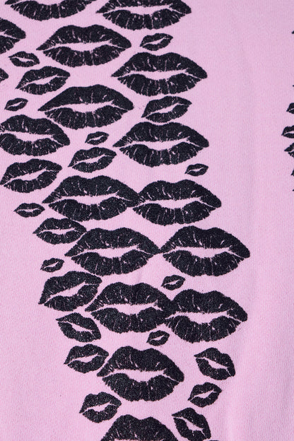 BLACK LIPSTICK FRIENDS- EMBROIDERED CROP TOP ZIP UP HOODIE (Pink)